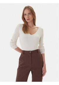 Kontatto Sweter 3M0818C Écru Slim Fit. Materiał: syntetyk