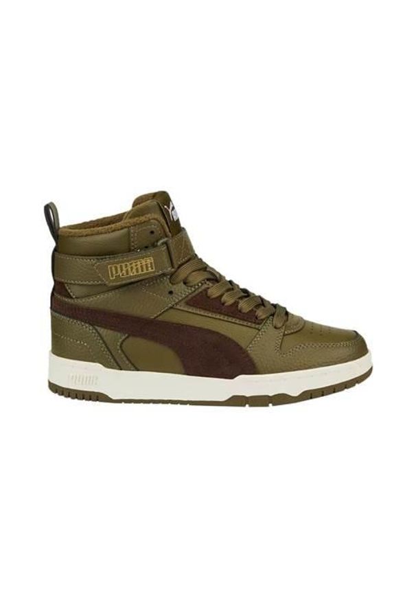 Buty do chodzenia dla dzieci Puma Rbd Game Wtr Jr. Zapięcie: rzepy. Kolor: zielony. Materiał: guma, skóra, tkanina, materiał, syntetyk. Szerokość cholewki: normalna. Sport: turystyka piesza
