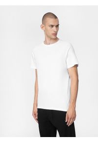 4f - T-shirt regular gładki męski. Kolor: biały. Materiał: bawełna. Długość rękawa: raglanowy rękaw. Wzór: gładki