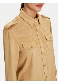 Guess Koszula Margot W4YH0C WG6T0 Brązowy Slim Fit. Kolor: brązowy. Materiał: syntetyk #4