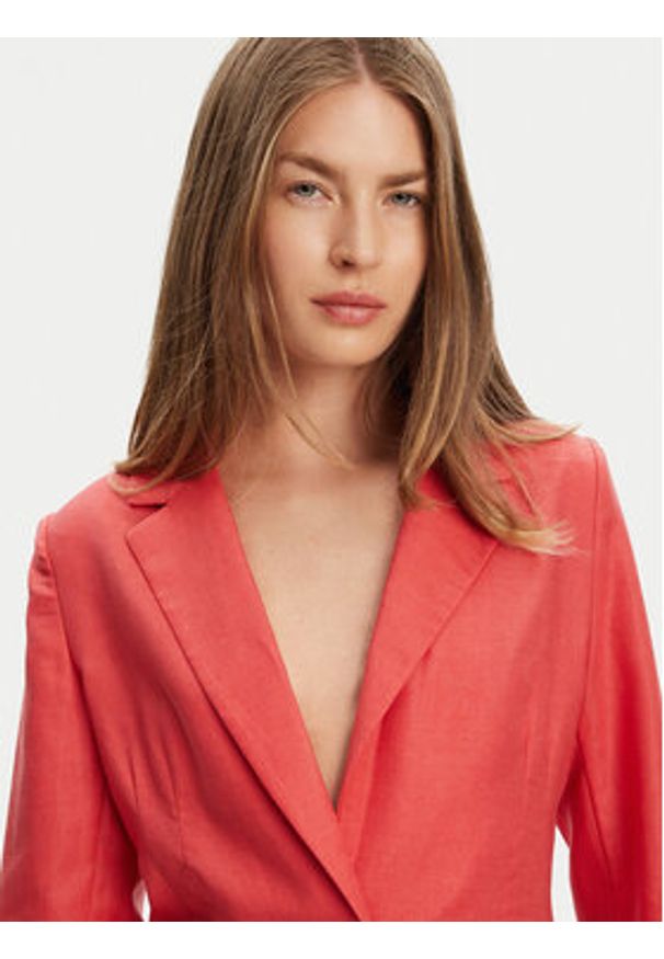 United Colors of Benetton - United Colors Of Benetton Marynarka 25BVDW036 Czerwony Regular Fit. Kolor: czerwony. Materiał: len