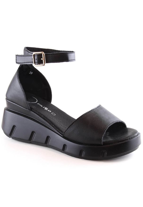 Skórzane sandały damskie czarne Filippo DS4455. Kolor: czarny. Materiał: skóra