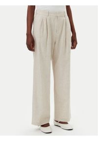 GAP - Gap Spodnie materiałowe 713998-03 Beżowy Wide Leg. Kolor: beżowy. Materiał: len