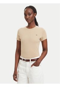 Tommy Jeans T-Shirt DW0DW20459 Beżowy jasny Slim Fit. Kolor: beżowy. Materiał: bawełna #1