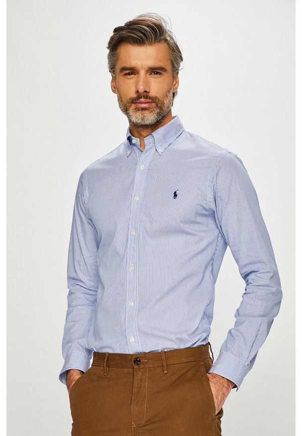 Polo Ralph Lauren - Koszula. Typ kołnierza: polo. Kolor: niebieski. Materiał: tkanina
