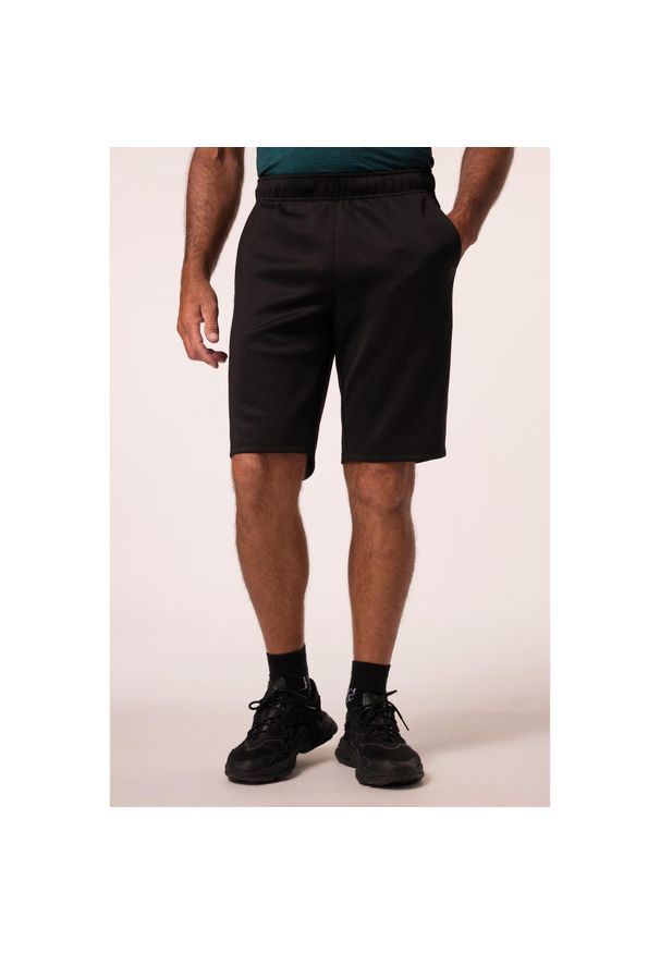 JAY-PI - Męskie Bermudy fitness oddychający materiał kieszeń na smartfon do 7XL. Kolekcja: plus size. Kolor: czarny. Materiał: elastan, poliester, materiał
