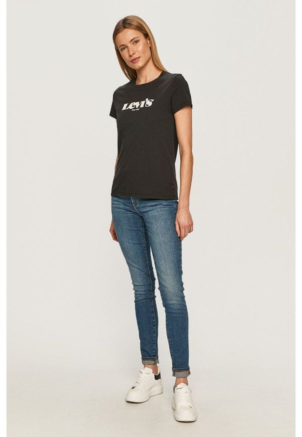 Levi's® - Levi's - T-shirt. Okazja: na co dzień, na spotkanie biznesowe. Kolor: czarny. Materiał: dzianina. Wzór: nadruk. Styl: biznesowy, casual