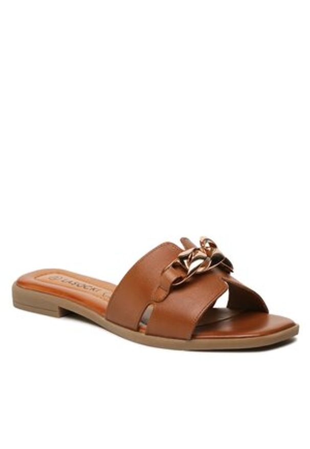 Klapki Lasocki - WI16-MENA-04 Camel. Kolor: brązowy. Materiał: skóra. Wzór: aplikacja