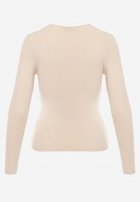 Renee - Beżowa Bluzka Iphicraethon. Kolor: beżowy. Materiał: dzianina. Długość rękawa: długi rękaw. Długość: długie. Wzór: aplikacja #3
