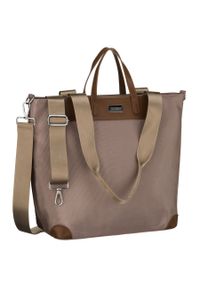 Beżowa shopperka damska na uchwytach i doczepianym pasku Peterson PTN CTY-16. Kolor: beżowy. Materiał: skórzane #1