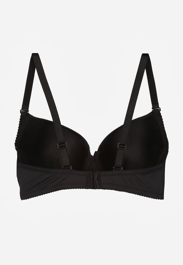 Renee - Czarny Biustonosz o Gładkim Wykończeniu z Kokardką Phiphise. Kolor: czarny. Wzór: gładki