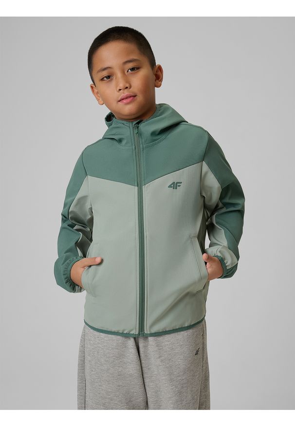 4f - 4F Kurtka softshell wiatroodporna membrana 5000 chłopięca - miętowa 158 (12-13 lat). Okazja: na spacer, na co dzień, na uczelnię. Kolor: turkusowy. Materiał: softshell. Sezon: lato. Styl: casual