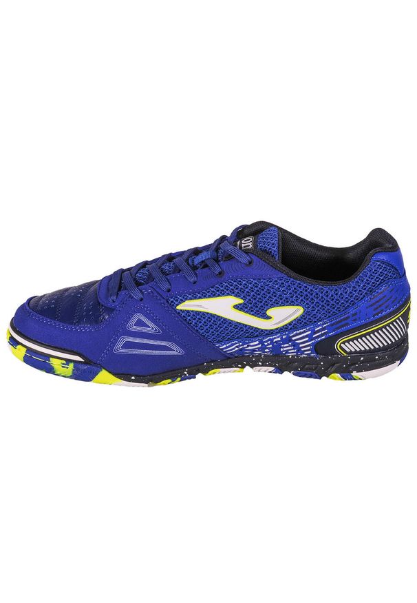 Buty piłkarskie męskie Joma Mundial In. Zapięcie: sznurówki. Kolor: niebieski. Materiał: syntetyk, materiał, tkanina, guma. Szerokość cholewki: normalna. Sport: piłka nożna