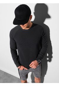 Ombre Clothing - Bluza męska bez kaptura B1156 - czarna - XXL. Typ kołnierza: bez kaptura. Kolor: czarny. Materiał: dresówka, bawełna, jeans, dzianina, poliester