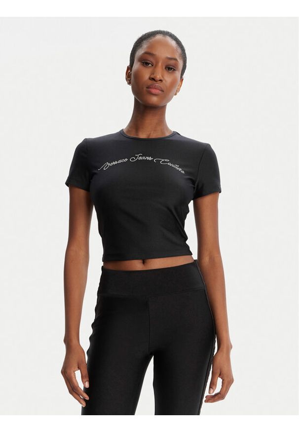 Versace Jeans Couture T-Shirt 79HAH6A2 N0008 Czarny Slim Fit. Kolor: czarny. Materiał: syntetyk