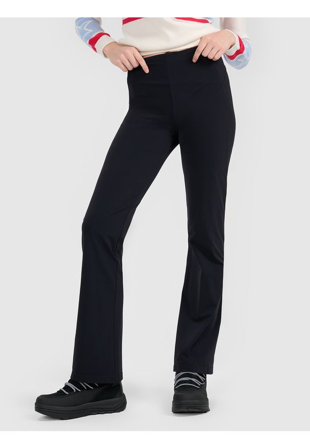 4f - 4F Legginsy z rozszerzanymi nogawkami damskie - czarne XL. Stan: podwyższony. Kolor: czarny. Styl: elegancki