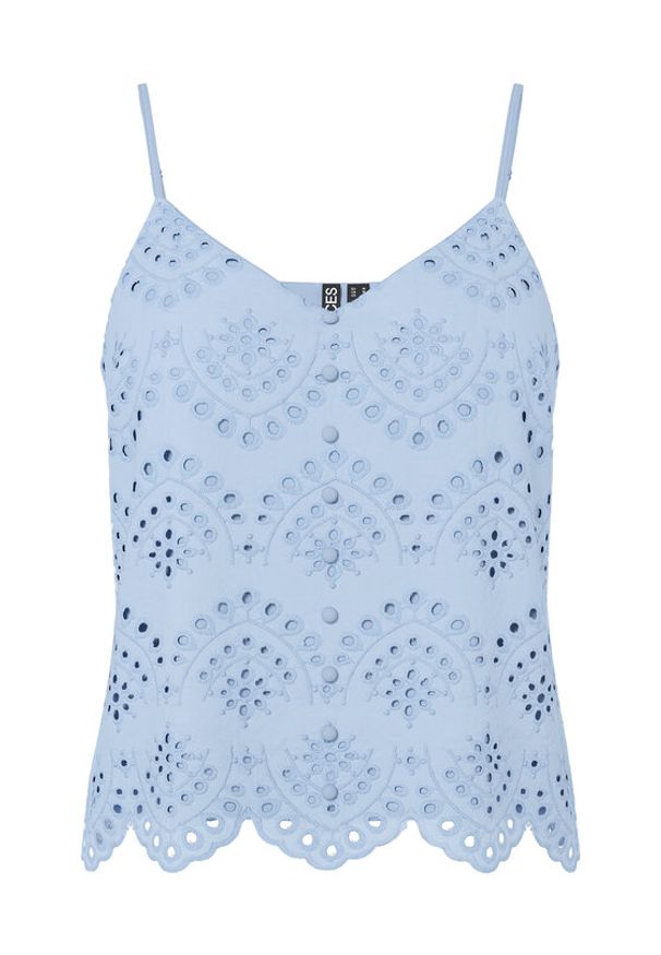 Pieces Top Vilde 17156563 Błękitny Regular Fit. Kolor: niebieski. Materiał: bawełna