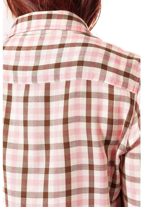 Wrangler - KOSZULA WRANGLER 1 PKT SHIRT CAMEO PINK W5241M1Y2 112129364. Materiał: wiskoza. Wzór: kratka
