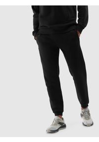 4f - Spodnie dresowe joggery z bawełny organicznej męskie - czarne. Kolor: czarny. Materiał: dresówka, bawełna. Wzór: gładki, ze splotem