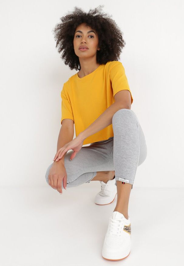 Born2be - Jasnoszare Legginsy Pirius. Okazja: na co dzień. Stan: podwyższony. Kolor: szary. Długość: długie. Wzór: aplikacja. Styl: casual, sportowy