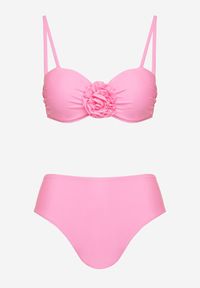 Renee - Jasnoróżowe Bikini Majtki Figi Biustonosz Ozdobione Kwiatem 3D Tenionea. Kolor: różowy. Wzór: aplikacja, kwiaty #5