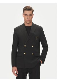 Karl Lagerfeld - KARL LAGERFELD Marynarka 155102 552037 Czarny Slim Fit. Typ kołnierza: dekolt w karo. Kolor: czarny #2