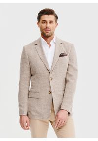 Pako Lorente - Brązowa marynarka w pepitkę. Okazja: na co dzień. Kolor: brązowy. Materiał: poliester, elastan, wiskoza. Sezon: wiosna. Styl: casual #1