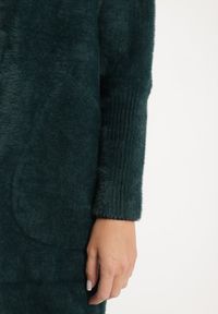 Born2be - Ciemnozielony Płaszcz z Bawełną Oversize Klepheia. Okazja: na co dzień. Kolor: zielony. Materiał: bawełna. Wzór: jednolity. Styl: casual #2