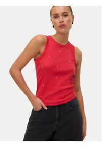Vero Moda Top Naja 10341964 Czerwony Slim Fit. Kolor: czerwony. Materiał: bawełna #2