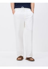 Reserved - Spodnie wide leg z wiązaniem - złamana biel. Materiał: bawełna, dzianina #1