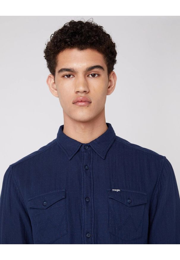 Wrangler - WRANGLER LS 2PKT FLAP SHIRT MĘSKA KOSZULA NAVY W5A53U114 112130047