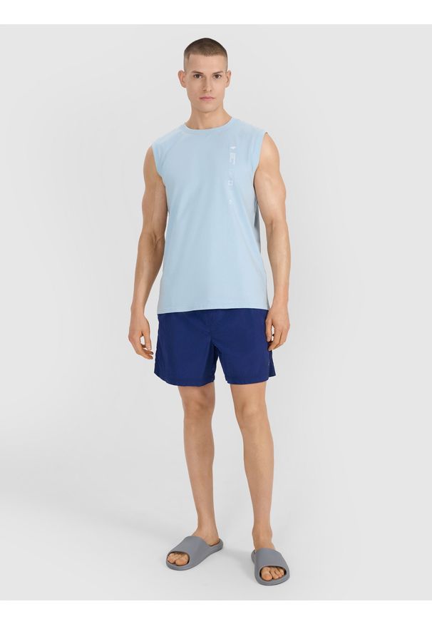 4f - 4F Spodenki casual męskie - granatowe XL. Okazja: na co dzień. Kolor: niebieski. Materiał: syntetyk, materiał. Długość: krótkie. Styl: casual