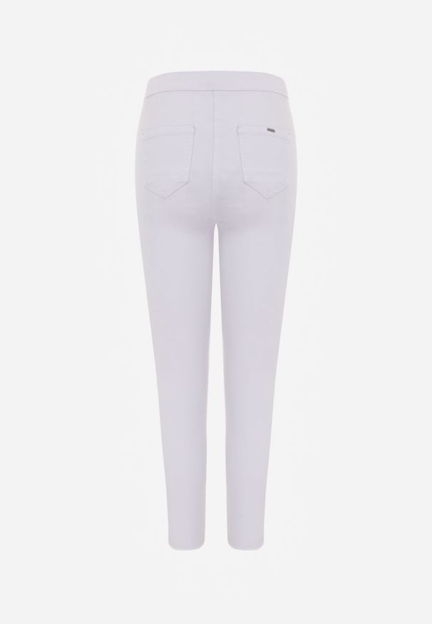 Renee - Białe Spodnie z Bawełny o Kroju Skinny Irivella. Okazja: na spotkanie biznesowe. Stan: podwyższony. Kolor: biały. Materiał: bawełna. Styl: biznesowy, elegancki