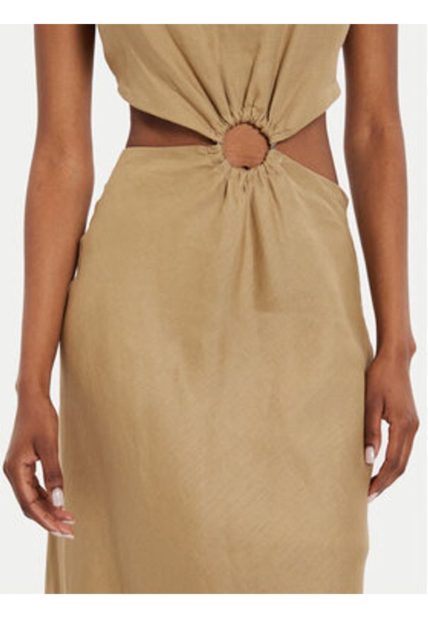 ViCOLO Sukienka letnia Abito TB2881 Beżowy Regular Fit. Kolor: beżowy. Materiał: len. Sezon: lato