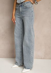 Renee - Niebieskie Szerokie Jeansy High Waist z Wiskozą Uliadria. Okazja: na co dzień. Stan: podwyższony. Kolor: niebieski. Styl: elegancki, casual #3