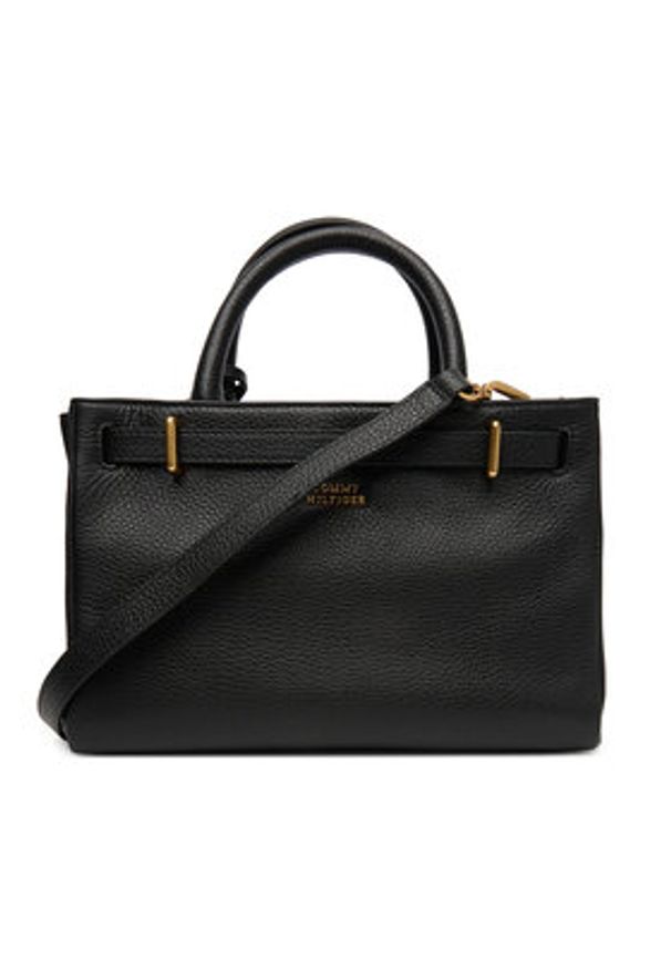 TOMMY HILFIGER - Tommy Hilfiger Torebka American Icon Mini Tote Leather AW0AW17926 Czarny. Kolor: czarny. Materiał: skórzane