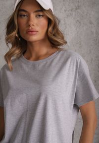 Renee - Szary T-shirt Basic Oversize z Bawełny Elusis. Okazja: na co dzień. Kolor: szary. Materiał: bawełna. Styl: casual, elegancki #8