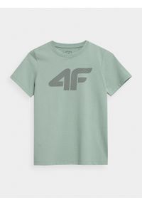 4F JUNIOR - T-shirt z nadrukiem chłopięcy. Kolor: turkusowy. Materiał: bawełna. Wzór: nadruk #1