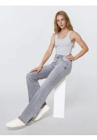 Sinsay - Jeansy flare mid waist - szary. Kolor: szary #1