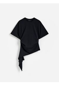 Reserved - T-shirt z asymetrycznym dołem - czarny. Kolor: czarny. Materiał: bawełna #1