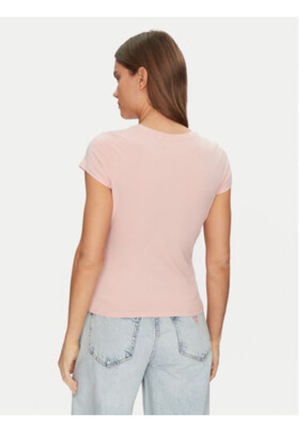 Guess T-Shirt W5GI42 J1314 Różowy Slim Fit. Kolor: różowy. Materiał: bawełna