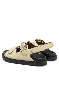 TOMMY HILFIGER - Tommy Hilfiger Sandały Leather Sporty Sandal FW0FW08799 Écru. Materiał: skóra. Styl: sportowy #4