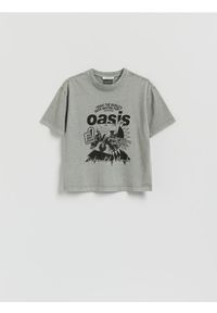 Reserved - T-shirt Oasis - ciemnoszary. Kolor: szary. Materiał: bawełna, dzianina