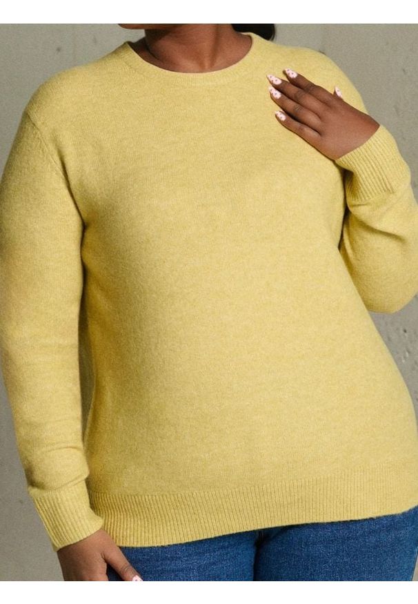 Sinsay - Sweter basic z domieszką wełny - żółty. Kolor: żółty. Materiał: wełna