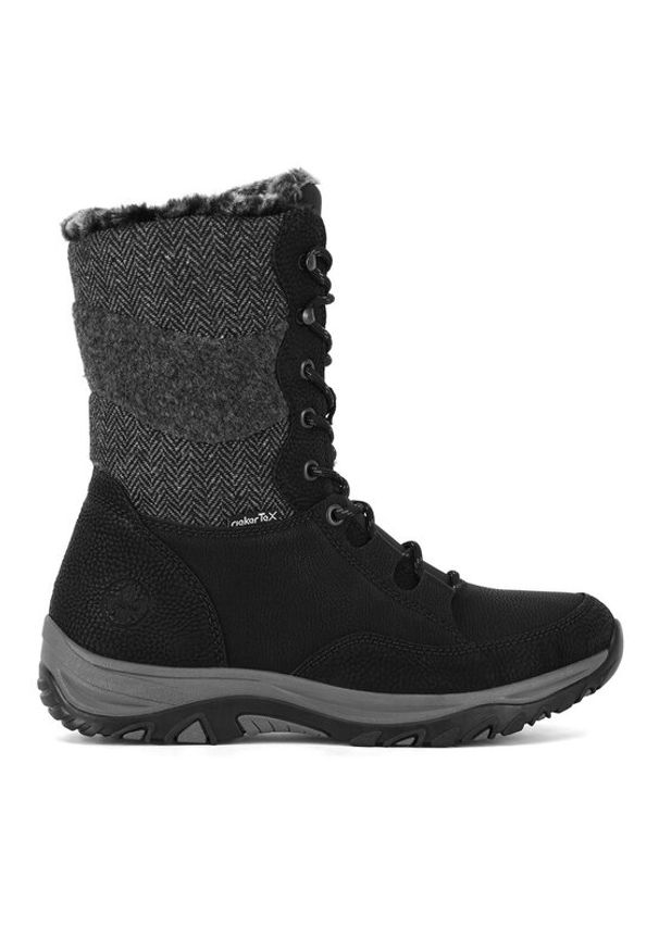 Rieker Trzewiki M9643-01 Czarny. Kolor: czarny. Materiał: materiał