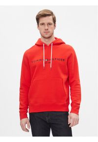 TOMMY HILFIGER - Tommy Hilfiger Bluza Tommy Logo Hoody MW0MW11599 Czerwony Regular Fit. Kolor: czerwony. Materiał: bawełna, syntetyk