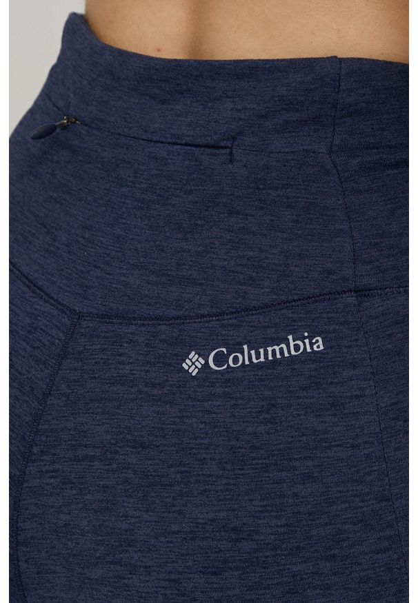columbia - Columbia legginsy sportowe Weekend Adventure damskie kolor granatowy melanżowe. Kolor: niebieski. Materiał: skóra, materiał, włókno. Wzór: melanż. Styl: sportowy