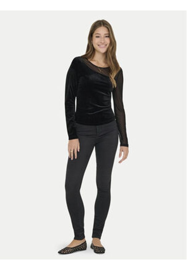 only - ONLY Bluzka Smooth 15360668 Czarny Slim Fit. Kolor: czarny. Materiał: syntetyk
