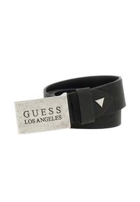 Guess - GUESS Czarny męski pasek z naturalnej skóry Algarve. Kolor: czarny. Materiał: skóra #3