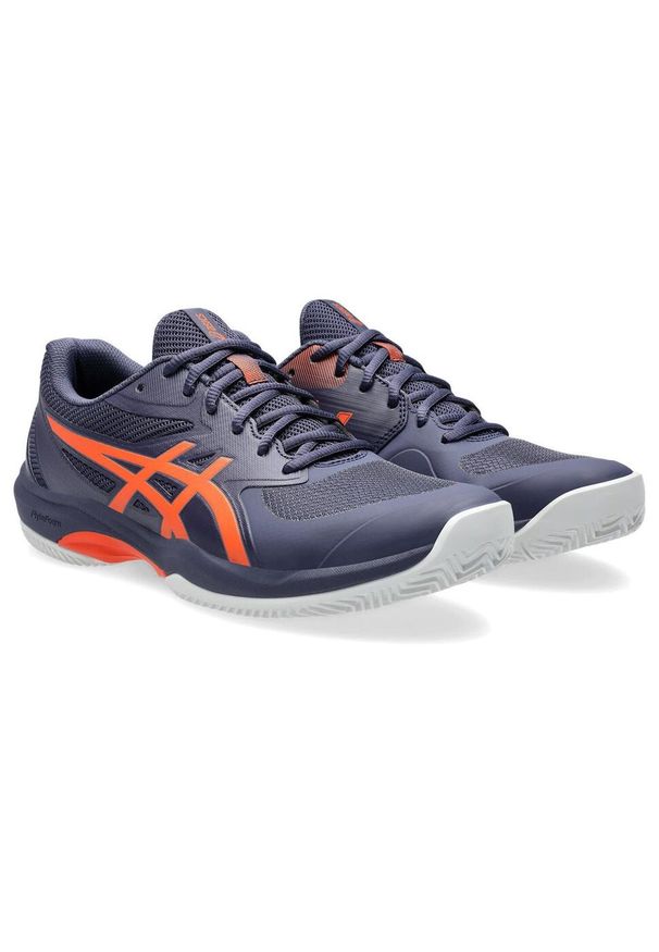 Buty do tenisa męskie Asics Game Ff. Zapięcie: sznurówki. Kolor: żółty, pomarańczowy, wielokolorowy, niebieski. Materiał: materiał, syntetyk, tkanina. Szerokość cholewki: normalna. Sport: tenis